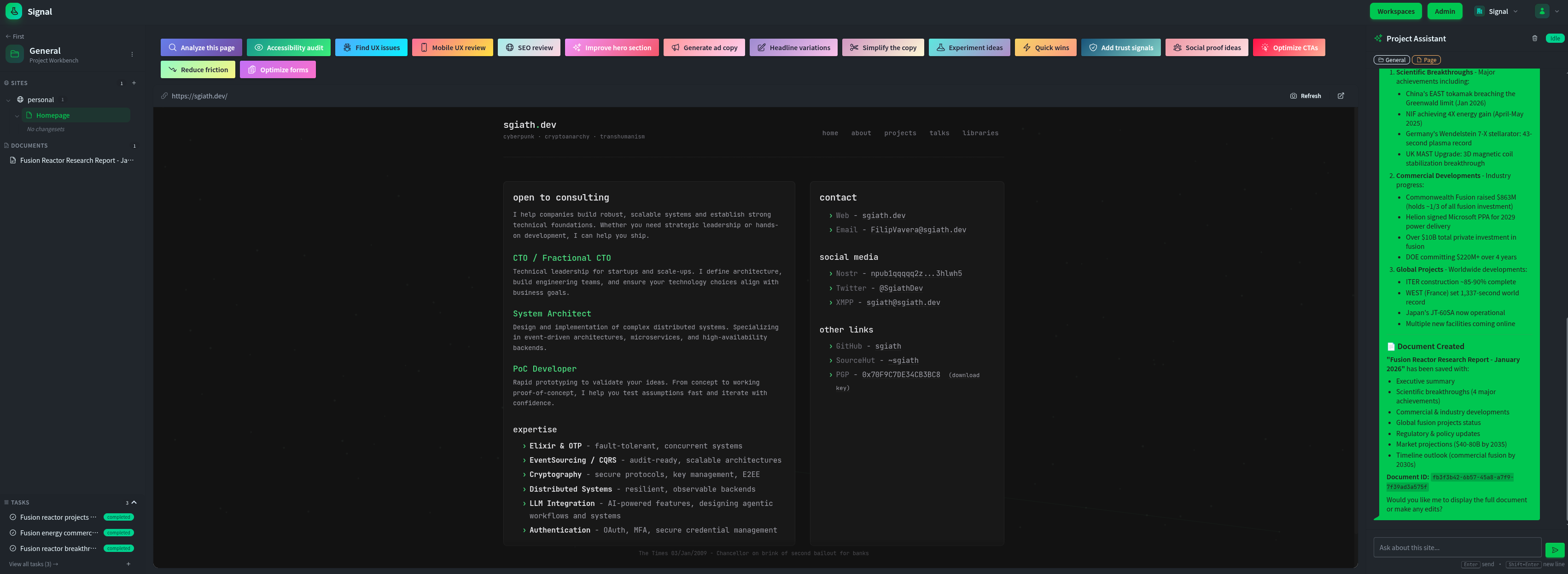 Signal - LLM powered website editor